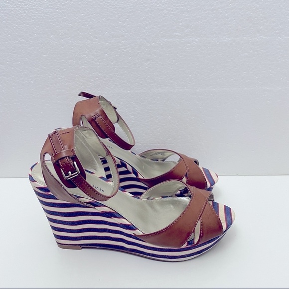 Tommy Hilfiger Dewey Wedges | Blue White | Size 8M - Picture 1 of 10